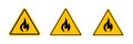 Set of fire icons on a white background. Warning sign. Illustration. Royalty Free Stock Photo